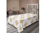 Abakuhaus Fleur De Lis Lenzuolo, Stampa Artistica In Stile Vintage Con Gigli Europei, Elegante E Maestosa, Morbido E Confortevole Lenzuolo Superiore Per Un Letto Decorativo 1 Pezzo 260 Cm X 168 Cm, Giallo Bianco