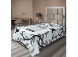 Abakuhaus Lenzuolo Con Uccelli, Gabbie Elaborate, Silhouette Di Alberi E Uccelli, Stampa Artistica Moderna, Lenzuolo Morbido E Confortevole Per Un Letto Decorativo, 1 Pezzo, 190 Cm X 100 Cm, Blu Nero
