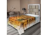 Abakuhaus Lenzuolo Italiano, Foto Storica Italiana Con Antichi Edifici Tradizionali Autentici, Lenzuolo Morbido E Confortevole Per Un Letto Decorativo 1 Pezzo 260 Cm X 168 Cm, Arancione Bianco