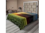 Abakuhaus Lenzuolo Rustico, Raggi Di Sole Su Un Campo Agricolo, Nuvole Scure Che Si Aprono, Morbido E Confortevole Lenzuolo Superiore Per Un Letto Decorativo 1 Pezzo 244 Cm X 205 Cm, Verde Giallo
