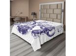 Abakuhaus Fleur De Lis Lenzuolo, Digital Grunge Lily Kaiser Bandiera Regno Vittoriano Tema Imperiale Stampa, Morbido E Confortevole Lenzuolo Superiore Per Un Letto Decorativo 1 Pezzo 260 Cm X 228 Cm, Bianco Viola