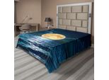 Abakuhaus Lenzuolo Ocean, Magical Super Mood Ocean Surface Midnight Display Dream Mystic Immagine Stampata, Morbido E Confortevole Lenzuolo Superiore Per Un Letto Decorativo 1 Pezzo 260 Cm X 228 Cm, Giallo