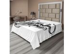 Abakuhaus Lenzuolo Con Calamaro, Illustrazione Marina Selvaggia Il Polipo Con Grande Arte Nautica, Lenzuolo Morbido E Confortevole Per Un Letto Decorativo 1 Pezzo 244 Cm X 205 Cm, Nero