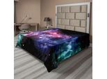Abakuhaus Lenzuolo Spaziale, Stelle E Nube Di Gas Polverosa Nell'universo Cosmico Magico Planetario Stampa, Lenzuolo Superiore Morbido E Confortevole Per Un Letto Decorativo 1 Pezzo 275 Cm X 260 Cm, Viola Rosa Navy