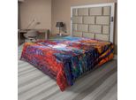 Abakuhaus Lenzuolo, Parco Fatato Colorato Nella Natura Arte Vista Terra E Alberi Nella Natura Arte, Morbido E Confortevole Lenzuolo Superiore Per Un Letto Decorativo 1 Pezzo 266 Cm X 260 Cm, Multicolore