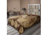 Abakuhaus Lenzuolo Con Mappa Del Mondo, La Vecchia Mappa Del Mondo, In Stile Nostalgico Arte Atlante Storico Vintage, Morbido E Confortevole Lenzuolo Superiore Per Un Letto Decorativo 1 Pezzo 190 Cm X 100 Cm, Multicolore
