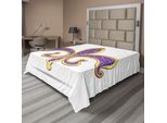 Abakuhaus Fleur De Lis Lenzuolo, Design Araldico Artistico Simbolo Medievale Nostalgico Elementi Antichi, Morbido E Confortevole Lenzuolo Superiore Per Un Letto Decorativo 1 Pezzo 244 Cm X 205 Cm, Giallo Viola