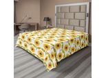 Abakuhaus Lenzuolo Con Motivo Girasoli, Stampa Autunnale Con Illustrazioni Retrò In Stile Country, Lenzuolo Morbido E Confortevole Per Un Letto Decorativo, 1 Pezzo, 260 Cm X 228 Cm, Giallo, Bianco, Verde