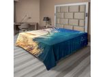 Abakuhaus Lenzuolo Ocean, Onda Oceanica All'alba Riflesso Su Albero Tropicale Immagine Della Costa, Lenzuolo Morbido E Confortevole Per Un Letto Decorativo 1 Pezzo 275 Cm X 260 Cm, Verde Acqua Giallo