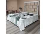 Abakuhaus Lenzuolo Retrò, Statua Di Atena Su Sfondo Di Mitologia Greca Antica, Lenzuolo Morbido E Confortevole Per Un Letto Decorativo 1 Pezzo 260 Cm X 228 Cm, Turchese Chiaro Nero