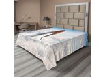 Abakuhaus Lenzuolo Spaziale, Razzo, Die Auf Mission Spaceman Planet Aussicht Endeavour Power Druck, Morbido E Confortevole Lenzuolo Superiore Per Un Letto Decorativo 1 Pezzo 260 Cm X 228 Cm, Bianco Blu Marrone