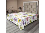 Abakuhaus Lenzuolo Flamingo, Motivo Flamingo Retrò Vintage Colorato Con Pois Su Sfondo A Quadretti, Lenzuolo Morbido E Confortevole Per Un Letto Decorativo 1 Pezzo 260 Cm X 228 Cm, Multicolore