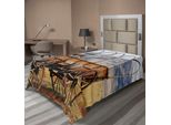 Abakuhaus Lenzuolo Occidentale, Foto Di Un Vecchio Carro Americano Del Selvaggio West Nella Fattoria, Lenzuolo Morbido E Confortevole Per Un Letto Decorativo 1 Pezzo 260 Cm X 168 Cm, Marrone Giallo