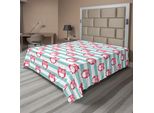 Abakuhaus Lenzuolo Con Gufi, Grande Motivo Floreale Con Gufi, Prospettive Positive, Speranza, Illustrazione Moderna, Lenzuolo Morbido E Confortevole Per Un Letto Decorativo, 1 Pezzo, 266 Cm X 260 Cm, Turchese Rosa