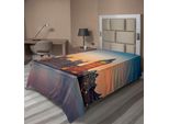 Abakuhaus London Lenzuolo, Vista Fiabesca Del Big Ben E Dei Palazzi Del Parlamento Al Tramonto Nella Città Britannica, Morbido E Confortevole Lenzuolo Superiore Per Un Letto Decorativo 1 Pezzo 260 Cm X 168 Cm, Multicolore