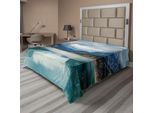 Abakuhaus Lenzuolo Paesaggistico, Lago Alpino Con Cielo Drammatico, Foresta, Montagne, Viaggio Fantastico, Arte, Lenzuolo Morbido E Confortevole Per Un Letto Decorativo, 1 Pezzo, 244 Cm X 205 Cm, Verde, Blu, Grigio