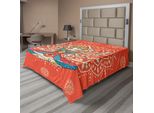 Abakuhaus Lenzuolo Da Yoga, Tecnica Yoga Con Costume Etnico Disciplina Zen Corpo Mente Ornamenti Motivi, Lenzuolo Morbido E Confortevole Per Un Letto Decorativo 1 Pezzo 244 Cm X 205 Cm, Crema Rosso Verde Acqua