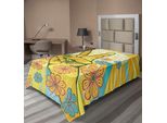 Abakuhaus Fantastico Lenzuolo, Simbolo Della Pace Con Fiori E Raggi Di Sole Funky Modern Art, Morbido E Confortevole Lenzuolo Superiore Per Un Letto Decorativo 1 Pezzo 260 Cm X 168 Cm, Blu Giallo Rosa