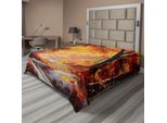 Abakuhaus Lenzuolo, Colore Di Un Bosco Con Foglie Autunnali, Tema Stagionale Autunnale, Lenzuolo Morbido E Confortevole Per Un Letto Decorativo, 1 Pezzo, 244 Cm X 205 Cm, Arancione Marrone