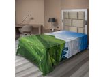 Abakuhaus Lenzuolo Rustico, Pecore Sotto Il Cielo Blu, Alberi, Prati, Altopiani, Paesaggio, Immagine, Lenzuolo Morbido E Confortevole Per Un Letto Decorativo, 1 Pezzo, 260 Cm X 168 Cm, Verde Bianco