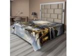 Abakuhaus Lenzuolo, Paesaggio Invernale Una Città Western Di Notte Nel Nuovo Mondo In Stile Retrò Arte, Lenzuolo Morbido E Confortevole Per Un Letto Decorativo 1 Pezzo 244 Cm X 205 Cm, Multicolore