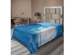 Abakuhaus Lenzuolo Oceano, Nuvole Cielo Estivo Oceano Increspato Avventura Turistica Stampa Turistica, Lenzuolo Morbido E Confortevole Per Un Letto Decorativo 1 Pezzo 260 Cm X 168 Cm, Bianco