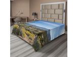 Abakuhaus Lenzuolo Saguaro, Grande Cactus Sulla Valle Sopra Il Lago Bartlett Nell'immagine Piatta Della Natura Del Deserto Lenzuolo Superiore Piatto, Morbido E Confortevole Per Un Letto Decorativo 1 Pezzo 275 Cm X 260 Cm, Blu Verde