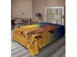 Abakuhaus Lenzuolo Safari, Savana Giraffe Esotico Tropicale Paese Cultura Natura Arte Illustrazione, Morbido E Confortevole Lenzuolo Superiore Per Un Letto Decorativo 1 Pezzo 260 Cm X 168 Cm, Cioccolato Arancione Blu