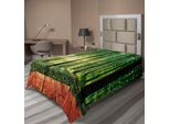 Abakuhaus Lenzuolo Da Letto Bosco, Alberi Immagine Bosco Con Raggi Di Sole Interni Come Sfondo Pavimento In Legno Stampa Artistica, Lenzuolo Superiore Morbido E Confortevole Per Un Letto Decorativo 1 Pezzo 260 Cm X 168 Cm, Verde Marrone
