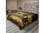 Abakuhaus Lenzuolo Medievale, Antico Castello Scozzese, Stile Vintage, Cultura Medievale Europea, Patrimonio Culturale, Foto Di Città, Lenzuolo Morbido E Confortevole Per Un Letto Decorativo, 1 Pezzo, 266 Cm X 260 Cm, Grigio Verde