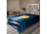 Abakuhaus Lenzuolo Ocean, Magical Super Mood Ocean Surface Midnight Display Dream Mystic Image Print, Morbido E Confortevole Lenzuolo Superiore Per Un Letto Decorativo 1 Pezzo 260 Cm X 168 Cm, Giallo