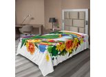 Abakuhaus Lenzuolo Con Pappagallo, Pappagallo Lorikeet Nel Cerchio Arcobaleno Con Palme, Piante Tropicali E Fiori, Stampa Artistica, Lenzuolo Morbido E Confortevole Per Un Letto Decorativo, 1 Pezzo, 190 Cm X 100 Cm, Multicolore
