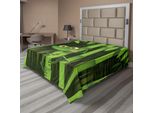 Abakuhaus Lenzuolo Per Animali, Divertente Illustrazione Di Una Simpatica Rana Su Un Tronco Nella Giungla Di Bambù, Natura, Morbido E Confortevole Lenzuolo Superiore Per Un Letto Decorativo, 1 Pezzo, 244 Cm X 205 Cm, Verde
