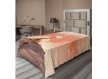 Abakuhaus Lenzuolo Da Letto Paesaggistico, Albero Solitario In Cima A Una Scogliera Rocciosa Sopra Un'immagine Stampata Magica, Lenzuolo Morbido E Confortevole Per Un Letto Decorativo 1 Pezzo 190 Cm X 100 Cm, Arancione Marrone
