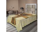 Abakuhaus Lenzuolo Egiziano, Papiro Antico, Chiave Egiziana Stampa Impero Tradizionale Stampa, Lenzuolo Morbido E Confortevole Per Un Letto Decorativo 1 Pezzo 190 Cm X 100 Cm, Crema Arancione