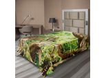 Abakuhaus Lenzuolo Safari, Leopardo Nella Savana Esotico Macrotropico Foglia Giungla Natura Selvaggia Arte, Morbido E Confortevole Lenzuolo Superiore Per Un Letto Decorativo 1 Pezzo 190 Cm X 100 Cm, Marrone Verde