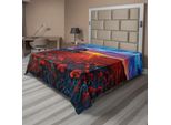 Abakuhaus Lenzuolo, Paesaggio Con Campo Di Papaveri, Giardino, Valle E Orizzonte, Stampa Fiabesca, Lenzuolo Morbido E Confortevole Per Un Letto Decorativo, 1 Pezzo, 244 Cm X 205 Cm, Multicolore