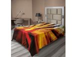 Abakuhaus Lenzuolo, Foto Di Magici Raggi Di Sole Tra Gli Alberi Al Tramonto Nella Foresta, Stampa Con Paesaggio Naturale, Lenzuolo Morbido E Confortevole Per Un Letto Decorativo, 1 Pezzo, 260 Cm X 168 Cm, Giallo Arancione