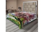 Abakuhaus Lenzuolo, Dipinto Con Paesaggio Primaverile, Natura In Fiore E Erba Fresca, Lenzuolo Morbido E Confortevole Per Un Letto Decorativo, 1 Pezzo, 266 Cm X 260 Cm, Verde Rosa
