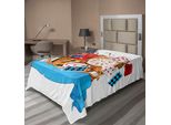 Abakuhaus Alice Nel Paese Delle Meraviglie Lenzuolo, Mad Design Con Carte Orologi Teiere Chiavi Fiori Fantasy Artwork, Morbido E Confortevole Lenzuolo Superiore Per Un Letto Decorativo 1 Pezzo 260 Cm X 168 Cm, Multicolore