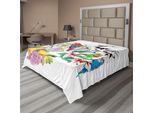 Abakuhaus Lenzuolo Con Pappagalli, Pappagalli, Il Mondo Su Foglie Di Fiori Giardino Stampa Uccelli Tropicali Osservare, Morbido E Confortevole Lenzuolo Superiore Per Un Letto Decorativo 1 Pezzo 260 Cm X 228 Cm, Multicolore
