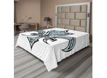 Abakuhaus Fleur De Lis Lenzuolo, Grungy Lily Retro Rinascimento Spirito Elemento Vittoria Stampa Artistica Vintage, Morbido E Confortevole Lenzuolo Superiore Per Un Letto Decorativo 1 Pezzo 244 Cm X 205 Cm, Nero Bianco Blu
