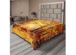 Abakuhaus Lenzuolo, Pale Shaded Autunno Nel Bosco Pastorale Tranquillità Vita Semplice Natura Pittura Arte, Lenzuolo Morbido E Confortevole Per Un Letto Decorativo 1 Pezzo 260 Cm X 228 Cm, Arancione Marrone