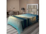 Abakuhaus Lenzuolo Ocean, Panorama Tramonto Riflesso Orizzonte Nuvole Scure Natura Immagine, Lenzuolo Morbido E Confortevole Per Un Letto Decorativo 1 Pezzo 190 Cm X 100 Cm, Blu Acquamarina Verde Acqua