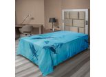 Abakuhaus Lenzuolo Hawaiano, Gruppo Delfini In Hawaii Animali Animali Marini Natura Tropicale Immagine, Lenzuolo Morbido E Confortevole Per Un Letto Decorativo 1 Pezzo 260 Cm X 168 Cm, Blu