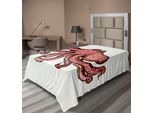 Abakuhaus Lenzuolo Con Calamaro, Immagine Stilizzata Artistica Polipo Animale Sottomarino Illustrazione Stampa, Lenzuolo Morbido E Confortevole Per Un Letto Decorativo 1 Pezzo 260 Cm X 168 Cm, Rosso Rosa