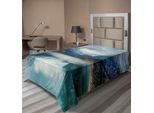 Abakuhaus Lenzuolo Paesaggio, Lago Alpino Con Cielo Drammatico, Foresta, Montagne, Viaggio Fantastico, Arte, Lenzuolo Morbido E Confortevole Per Un Letto Decorativo, 1 Pezzo, 190 Cm X 100 Cm, Verde, Blu, Grigio