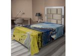 Abakuhaus Lenzuolo Da Letto, Paesaggio Con Strada E Neve Con Montagne Coperte Da Un Cappello Nuova Zelanda, Lenzuolo Morbido E Confortevole Per Un Letto Decorativo 1 Pezzo 260 Cm X 168 Cm, Blu Navy Bianco