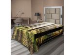 Abakuhaus Lenzuolo Da Letto Bosco, Alba Nel Paesaggio Nel Bosco Che Si Dissolve Nei Colori Dorati Foto, Lenzuolo Morbido E Confortevole Per Un Letto Decorativo 1 Pezzo 260 Cm X 168 Cm, Giallo Verde Marrone