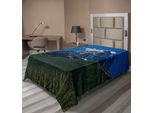 Abakuhaus Lenzuolo Da Letto Montagna, Cime Innevate Con Cielo Limpido E Alberi Variopinti Parco Nazionale, Lenzuolo Morbido E Confortevole Per Un Letto Decorativo 1 Pezzo 190 Cm X 100 Cm, Verde Bianco Blu